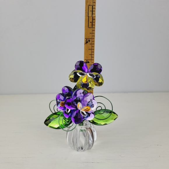 Ganz Pansy Posy 4" Acrylic Multicolored Display Collectible Crystal Expressions - Picture 6 of 7
